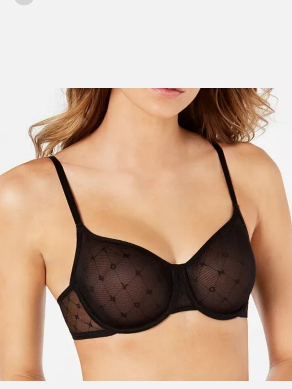 DKNY Monogram Mesh Bra - Black